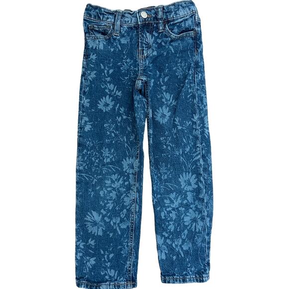 Gap Girl's Size 6 Straight Leg Floral Print Jeans - Denim Blue - Picture 1 of 7